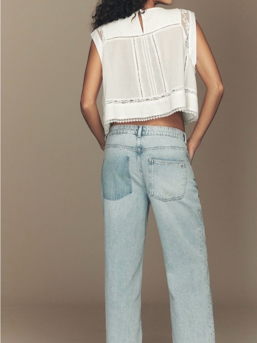 Pilcro Light Blue Boyfriend Jeans with Brown Belt - Picture 3 of 4